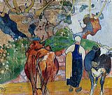 Peasant Woman and Cows in a Landscape by Paul Gauguin